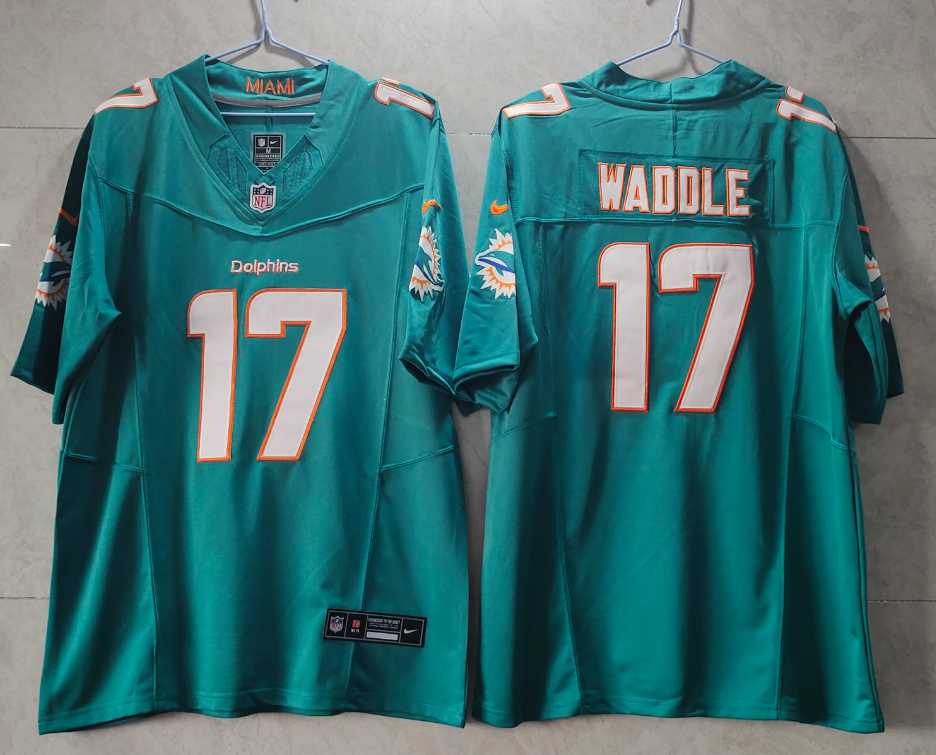 Men%27s Miami Dolphins #17 Jaylen Waddle Green 2023 FUSE Vapor Limited Throwback Stitched Jersey